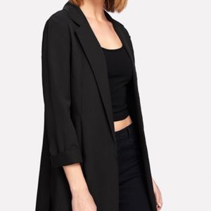 SHEIN Black Split Side Longline Long Blazer XL